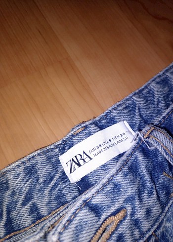 38 Beden Kadın Mavi Bol Kesim Kemerli Denim Pantolon