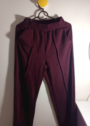 Bordo Kadın Pilili Rahat Kesim Pantolon