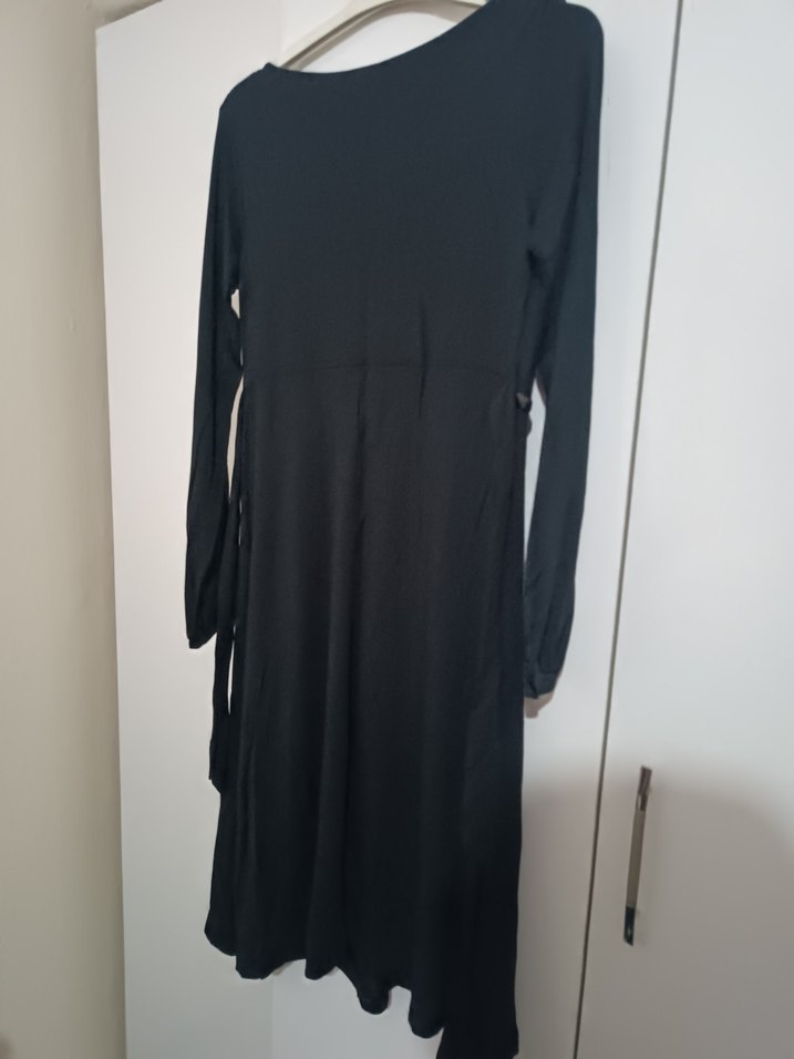 Uzun Kollu Siyah Hamile Elbisesi - Görsel 2