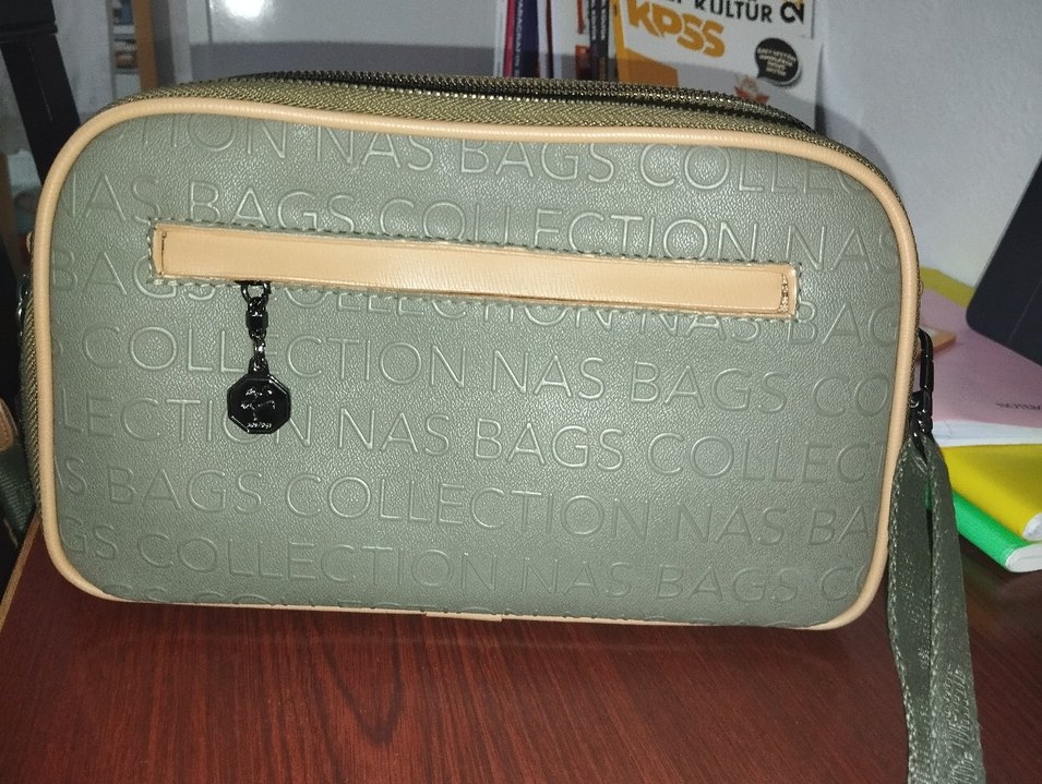 Fermuarlı Baskılı Deri Kadın Çanta - Görsel 2