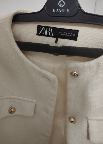 Zara Düğmeli Beyaz Mini Kadın Ceket - Görsel 2