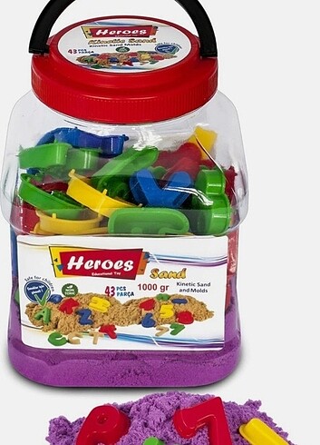 Heroes 1000 gr mor kinetik kum renk harf ve rakam kalıp hediye