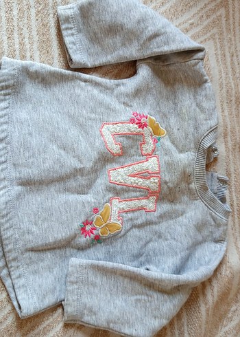 Nakışlı Gri Kız Sweatshirt