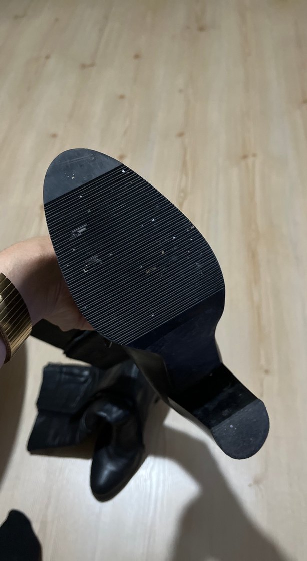 Kadın Siyah Deri Dizüstü Topuklu Çizme - Görsel 4