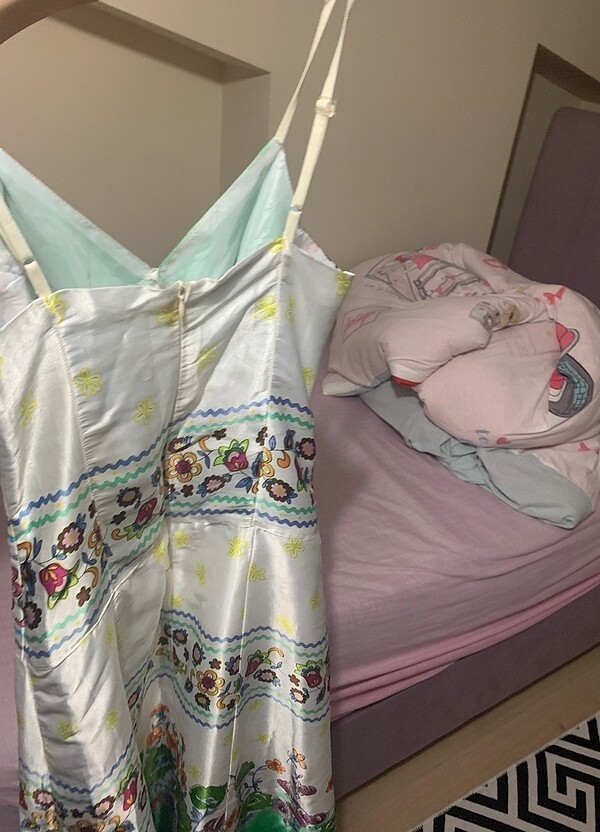 İpek ip askılı elbise - Görsel 3