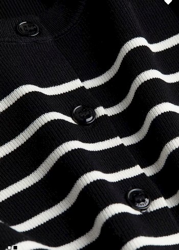 H&M Düğmeli Çizgili Siyah Kadın Hırka tertemiz bir kez giyildi - Görsel 2