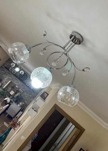 Gri Kristal Detaylı Tavan avize 2 adet - Görsel 6