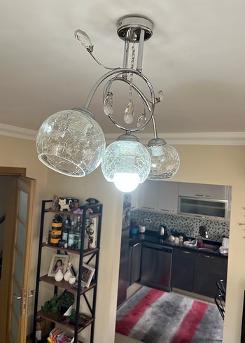 Gri Kristal Detaylı Tavan avize 2 adet - Görsel 4