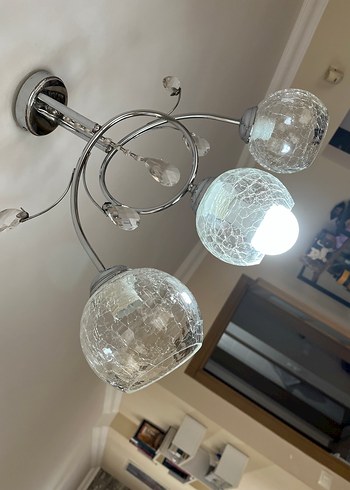 Gri Kristal Detaylı Tavan avize 2 adet - Görsel 3