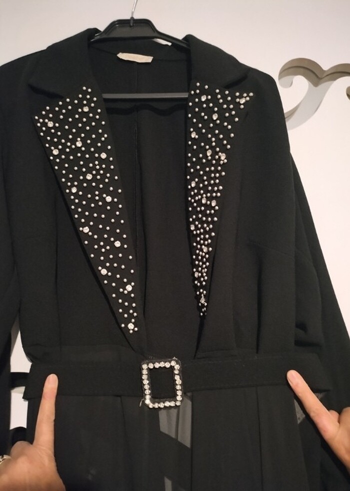 Taşlı ve kemerli abaya  - Görsel 3