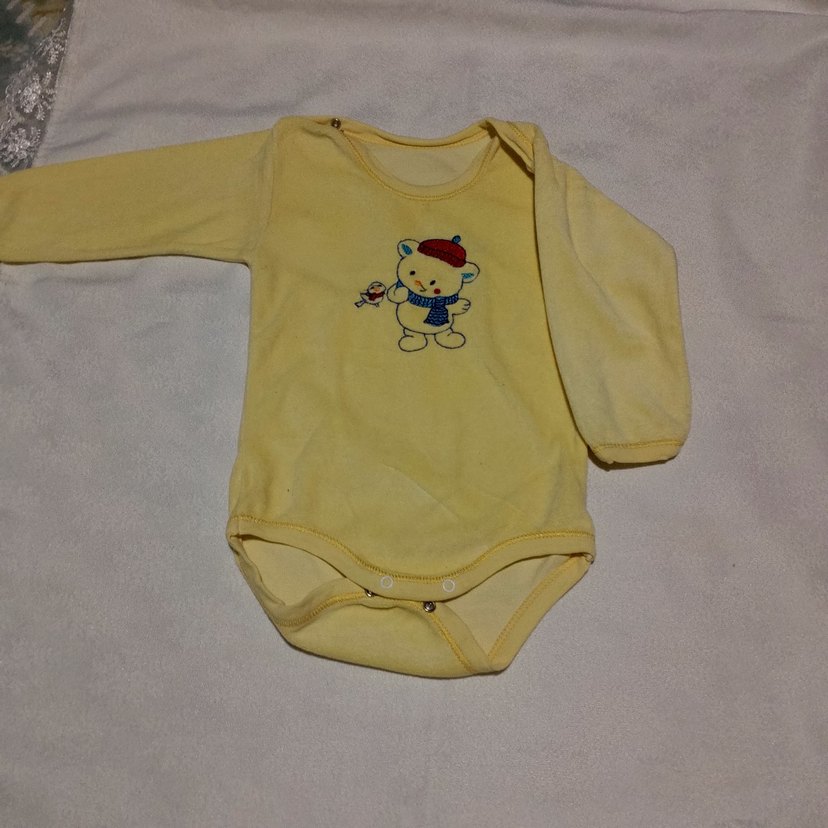 Uzun Kollu Sarı Bebek Body - Görsel 2