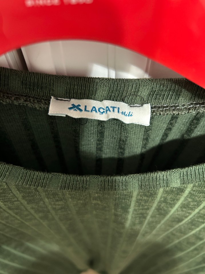 Kadın Yeşil Uzun Kollu Piliseli Triko - Görsel 2