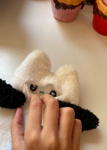 Diğer Gri ve Beyaz Peluş Kart Tutucu