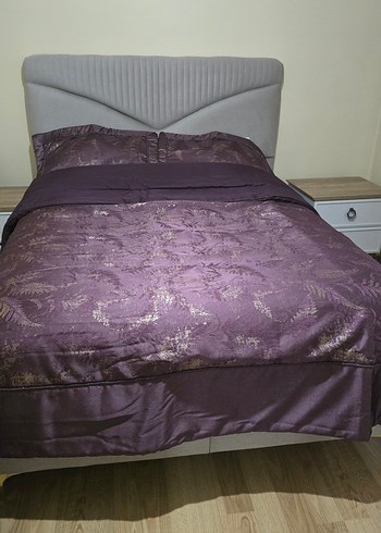 Mürdüm saten Yatak Örtüsü - Görsel 2