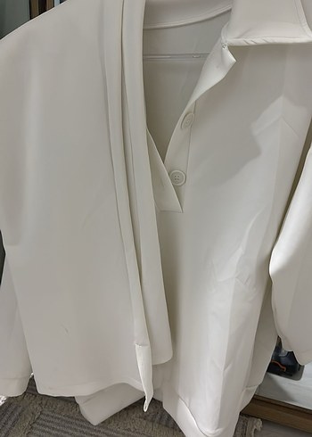 Beyaz Keten Hamile Bluzu - Görsel 2