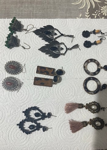 Uzun Kahverengi Boncuklu Bohem Küpeler