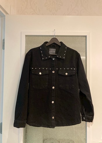 Siyah Düğmeli Kadın Denim Gömlek s Beden
