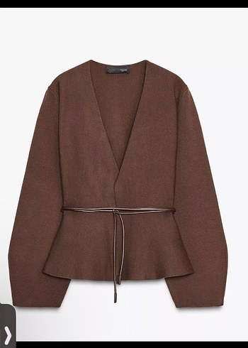 Zara Zara Standart Beden Kahverengi Kemerli Hırka