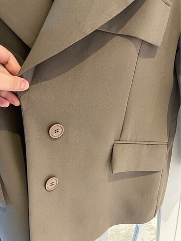 42 Beden kahverengi Renk Vizon Renk Düğmeli Blazer Ceket