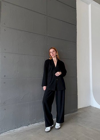 Siyah Pamuklu  Oversıze Blazer Ceket S Beden - Görsel 3