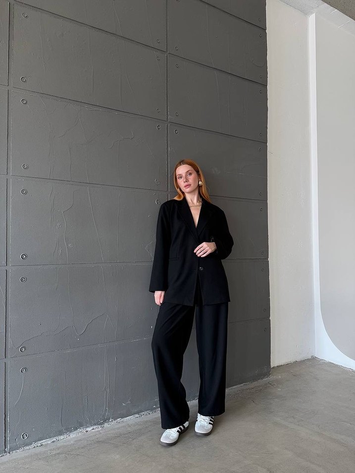 Siyah Pamuklu  Oversıze Blazer Ceket S Beden - Görsel 3