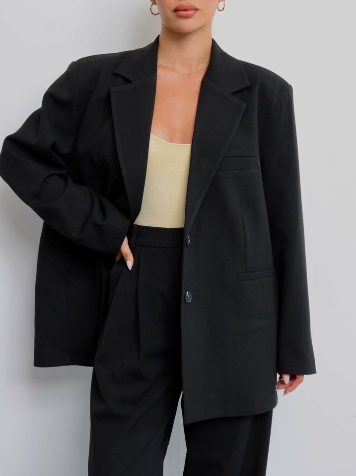 Kadın Siyah Blazer Oversıze Ceket S Beden - Görsel 5