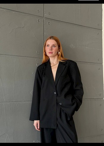 Zara Siyah Oversize Blazer Ceket Palazzo Pantolo Takim