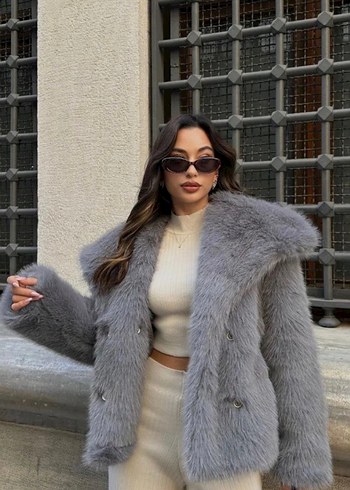 Zara İTHAL ZARA S BEDEN GRİ KÜRK