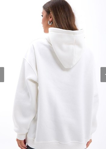 Mavi Jeans Beyaz Oversize Kapüşonlu Sweatshirt L Beden