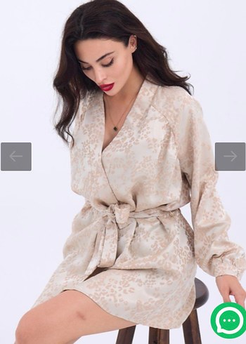 s Beden Krem Yılan Desenli Mini Kadın Kimono S Beden