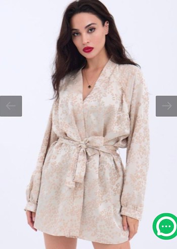 Victoria s Secret Krem Yılan Desenli Mini Kadın Kimono S Beden
