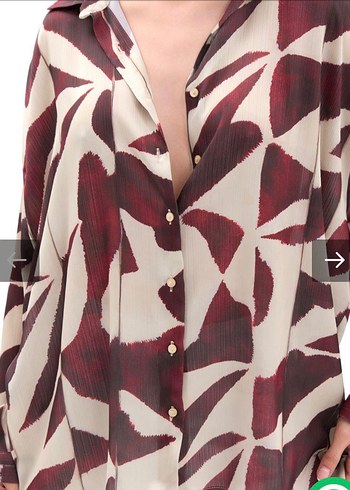 American Vintage VİNTAGE DESENLİ SATEN OVERSIZE GÖMLEK M BEDEN