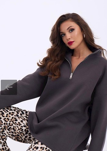 s Beden Gri Yarım Fermuarlı Kadın Sweatshirt S-M Beden