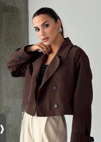 Zara kahverengi kısa zara trençkot m beden