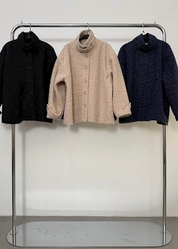 Zara Siyah Yüksek Yakalı Midi Yün Kaban M Beden