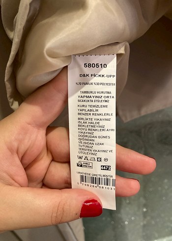 Zara Bej Kemerli Kısa Dik Yaka Trençkot M Beden