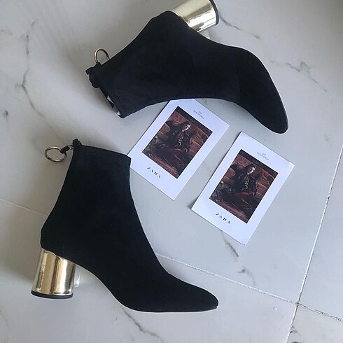 Zara kadın gold kalın topuklu bot