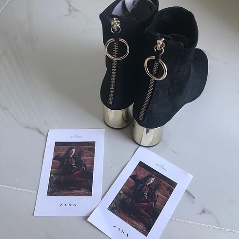 Zara Zara kadın gold kalın topuklu bot