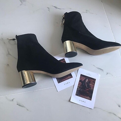 39 Beden Zara kadın gold kalın topuklu bot