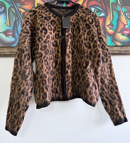 Massimo Dutti model etiketli leopar hırka