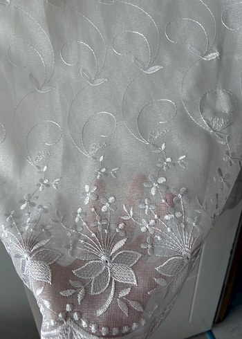 İşlemeli Beyaz Tül Perde - Görsel 2