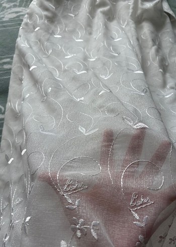 İşlemeli Beyaz Tül Perde - Görsel 4