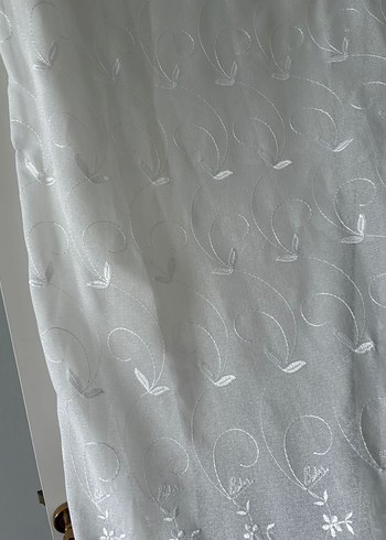 İşlemeli Beyaz Tül Perde - Görsel 6