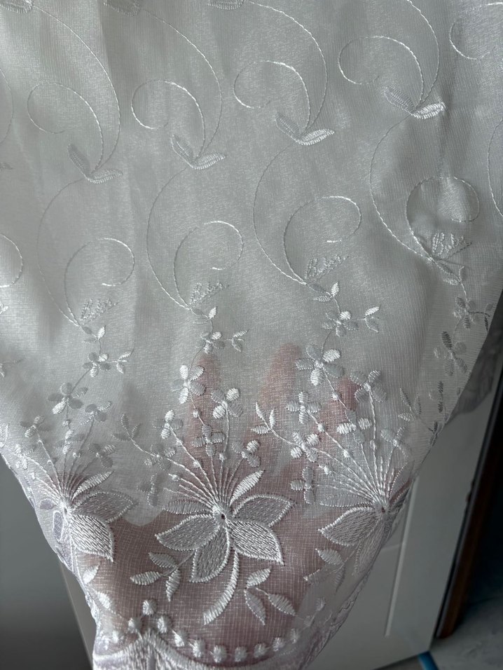 İşlemeli Beyaz Tül Perde - Görsel 2