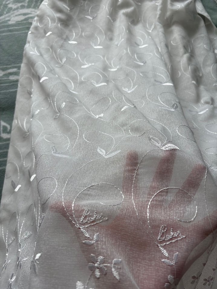 İşlemeli Beyaz Tül Perde - Görsel 4