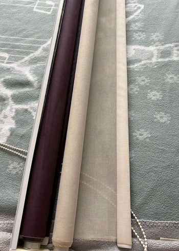 Mürdüm mor ve beyaz stor perde - Görsel 3