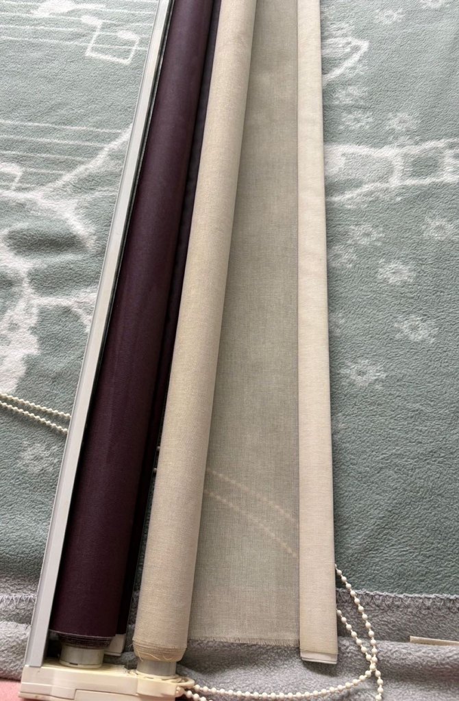 Mürdüm mor ve beyaz stor perde - Görsel 3