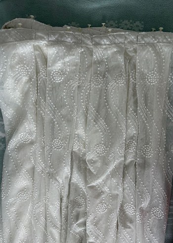 Bohem Tarz Beyaz Nakışlı Tül Perde - Görsel 7