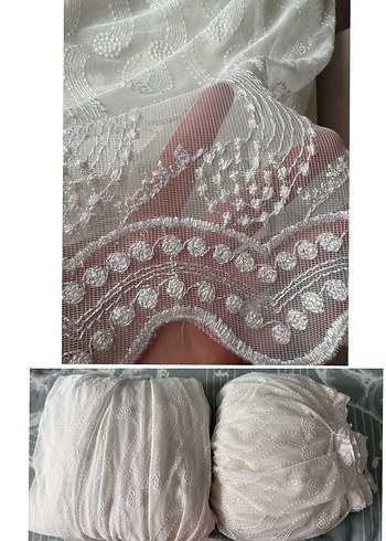 Bohem Tarz Beyaz Nakışlı Tül Perde - Görsel 2