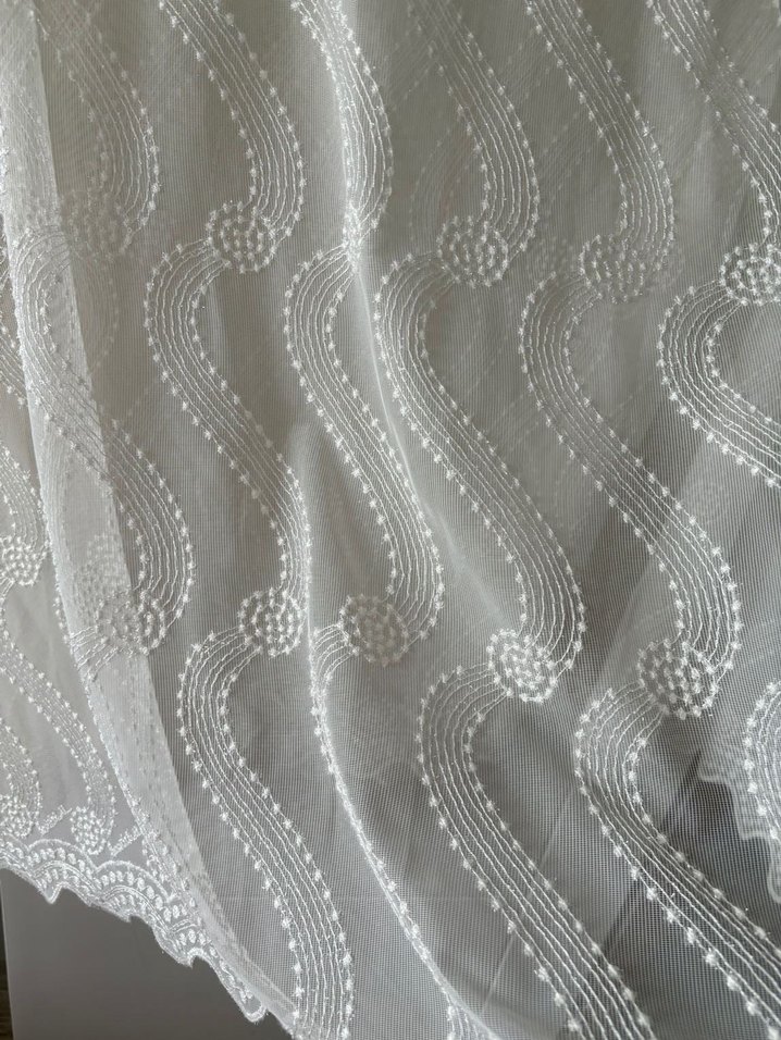 Bohem Tarz Beyaz Nakışlı Tül Perde - Görsel 4